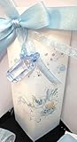 Confezione Da 10 Pz. Scatolina Portaconfetti Mongolfiera Celeste Mm 60x40x145