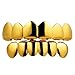 NIV'S BLING - 18k Yellow Gold-Plated Hip Hop Grillz Teeth Caps Stainless Steel 6 Tooth Set (Top/Bottom/Set)