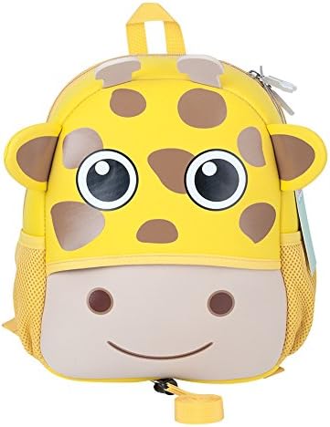 Toddler Backpack, Jenuther Cool Kids Backpacks Preschool Waterproof Cute Cartoon Giraffe Schoolbag with Walking Leash Strap and Chest Buckle for Boys and Girls(Giraffe)