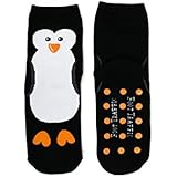 Foot Traffic - Slipper Socks, Fun &amp; Cozy Non-Slip Comfort, Penguin (Women's Shoe Sizes 4–10)