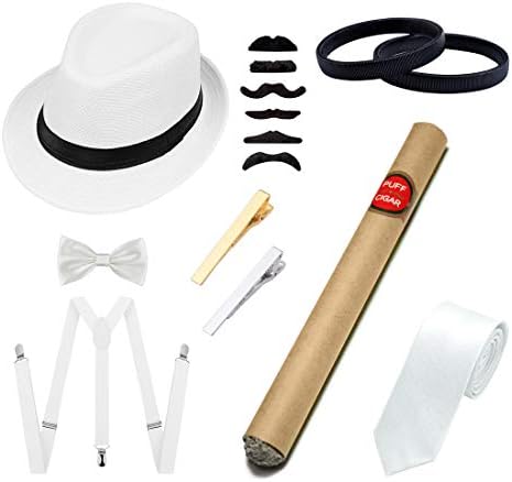 Ziyoot Men's 1920s Accessories Gatsby Gangster Costume Set Gangster Beret Y-Back Suspender