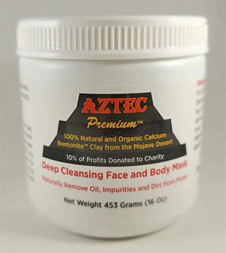 AZTEC PREMIUM | Indian Healing Clay 1 lb | Deep Pore Cleansing Face & Body Mask Powder | STERILIZED Without Radiation, Chemicals or Preservatives | 100% Natural & Organic Calcium Bentonite Clay