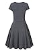 MISSKY Women Short Sleeve V Neck Gray Knee Length Elegant Slim Swing Dress (M