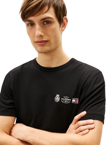 T-Shirt Manches Courtes Homme Small Crest Outline avec Col Ras-du-Cou, Noir (Black), S