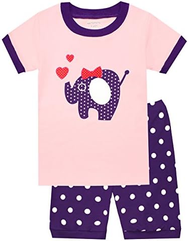 BABEE WELL Elephant Little Girls Pajamas Cotton Kids Shorts Set Toddler Clothes Sleepwears (Pink,2T)