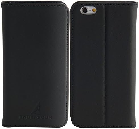 ENDEAVOUR iPhone 6 / iPhone 6s Wallet Case, Full Grain 100% Leather, Premium Genuine Leather, Magnetic Closure, Black, One-Year Limited Warranty