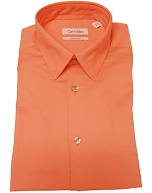 Calvin Klein Men's Motion Slim Fit Stretch Shirt, Size 15 1/2 32-33,Color Papaya