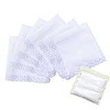 6 Pcs Gift Set Womens Lace Wedding 100%Cotton Handkerchiefs White