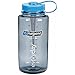 Nalgene 32oz Wide Mouth Everyday Water Bottle - 2 Pack (Grey with Blue Lid)