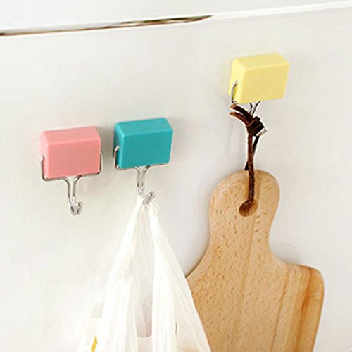 Molyveva Creative Tools Magnetic Hooks School Locker Hook Refrigerator Hanger,3.5*5.5*3cm,Blue