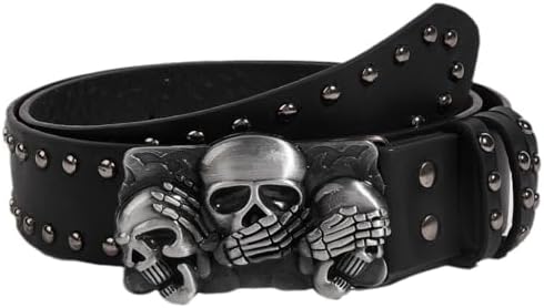 Amazon.com: Chrome Skull Black Elastic Waist Belt  display picture 2