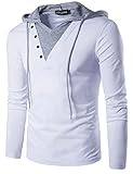 Whatlees Mens Casual Slim Fit V Neck Long Sleeve T Shirt with Hooded/Hoodies Tops