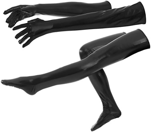 ATHX Shiny Metallic Wet Look Tight Gloves & Stockings Costumes