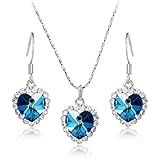 Lvxuan Italina Rigant Top Quality Austrian Crystal Heart 18k Real Gold Plated Jewelry Set Crystal Stellux