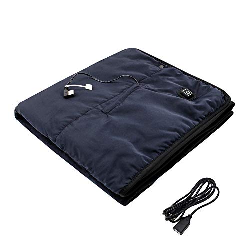 lomitech Heated Blanket, Camping Blanket with 3 Heating Levels Waterproof Wearable Multi-use Noiseless Fast USB Heating for Outdoors Stadium Home Office (Black)