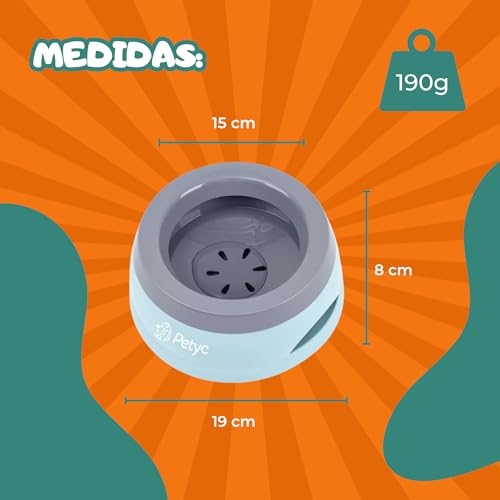 Bebedouro Para Cachorro Gato Pelo Longo Não Molha PETYC Pote de Água Antiderrapante Pelo Sequinho (Azul Turquesa)