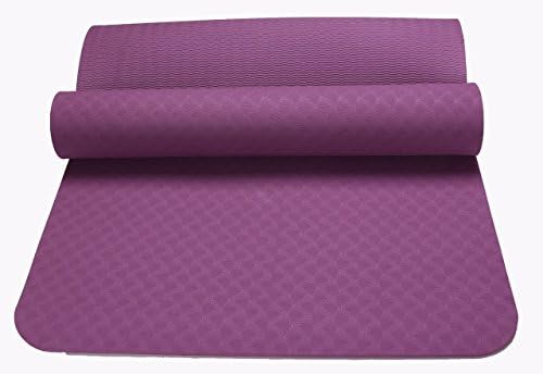 TPE Yoga Mat 6" Thick with Carrying Strap 100% Latex and PVC Free, Eco-Friendly (Purple)