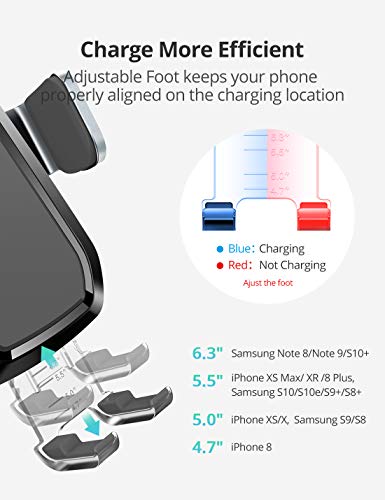 VICSEED Wireless Car Charger,10W Fast Charging, Wireless Charging Car Mount, Auto-Clamping Dashboard & Vent Phone Holder Compatible with iPhone Xs Max XR X 8 Plus, Samsung Galaxy S10+ S10 S9 Note 9