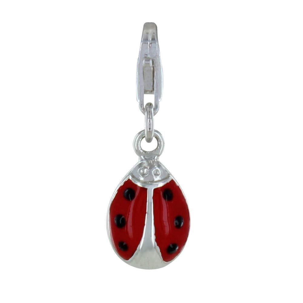 LES POULETTES BIJOUX - Sterling Silver Charms Ladybug Summer Enamelled Red and Black