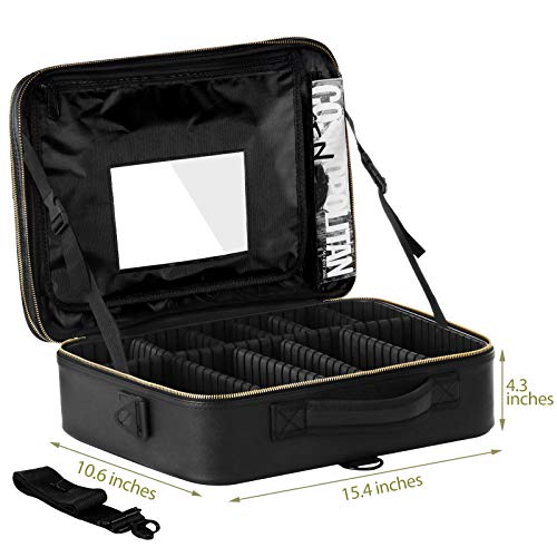 JAZZ GORDEN Professional Artist Makeup Travel Case with Mirror Waterproof Cosmetology Bag Large Capacity Cosmetic Makeup Brushes Bag with Adjustable Divider and Barber Tools Elastic Band - Image 5