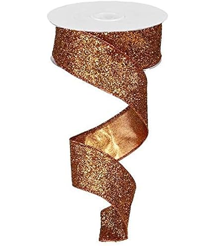 Copper And Champagne Gold Velvet Wired Ribbon 2.5" X 10 Yards