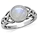 Silvershake 8mm Natural Round Shape Moonstone 925 Sterling Silver Triquetra Celtic Knot Solitaire Ring