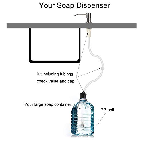 Sink Soap Dispenser Extension Tube Kit 47" with Check Valve, No Need to