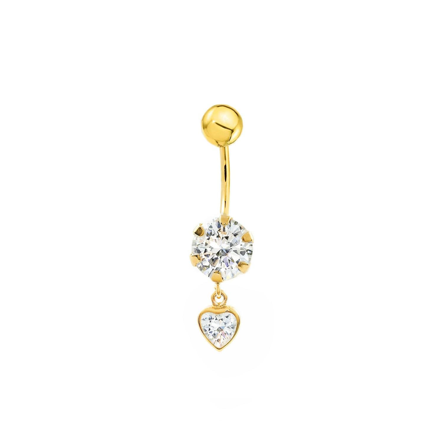 Monde Petit 9ct Yellow Gold with zircon 6 mm heart 5 mm navel Piercing