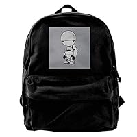 MIJUGGH Canvas Backpack Hitchhikers Guide to The Galaxy Paranoid Android Rucksack Gym Hiking Laptop Shoulder Bag Daypack for Men Women