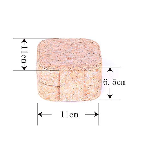 MANISHO Jewelry Box Vegan Cork Small Travel Organizer Eco-Friendly Display Storage Case for Rings Earrings Necklace