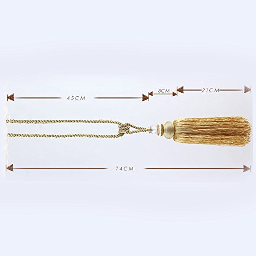 BERTERI 1 Pair Decorative Livingroom Curtain Rope Tieback with Tassels, Elegant White Curtain Beads Tassels Holdback Window Treatment Accessories