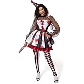 Spooktacular Creations Adult Creepy Clown Costume Women, Scary Jester Outfit for Adult Halloween Costume