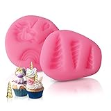 Dmaxia Unicorn Candy Molds,DIY Silicone Fondant Cake Cupcake Decoration Moluds for Birthday Party Handmade Unicorn Horn Ears and Eyelash Baking Set of 2