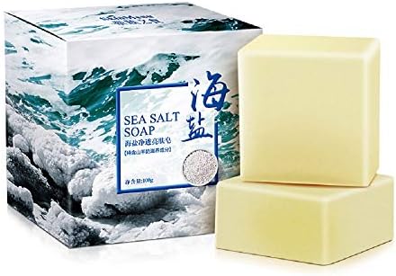 JIUHUIDIAN 100g Hot Sale Goats Milk Soap Sea Salt Soap Cleaner Removal Pimple Pores Acne Treatment Goat Milk Moisturizing Face Wash Soap Skin Care