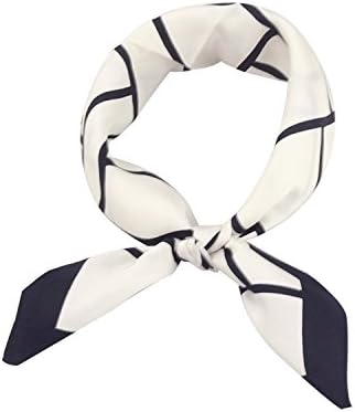 TAIHU SNOW 100% Silk Square Scarf 20" for Head Hair Wrap, Bloom Collage Black White
