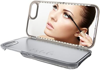 iPhone Case With LED Lights &amp; Mirror For Perfect Makeup &amp; Selfies by Estala. Fits 6,7&amp;8 Plus Phones (Black)