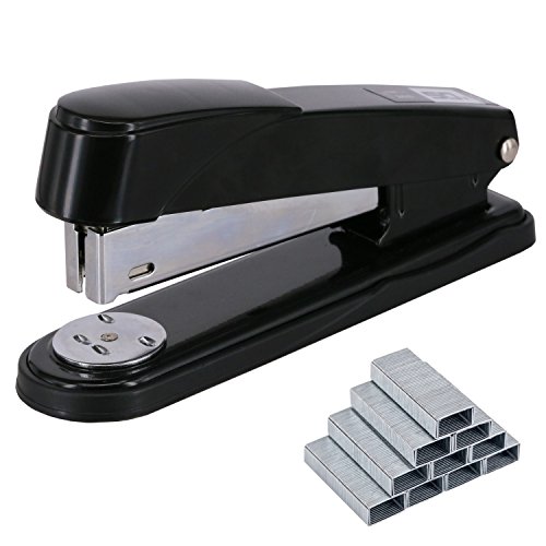 EWO’S New stapler with staples, long arm stapler with 1000 staples 50 sheets print papers-black