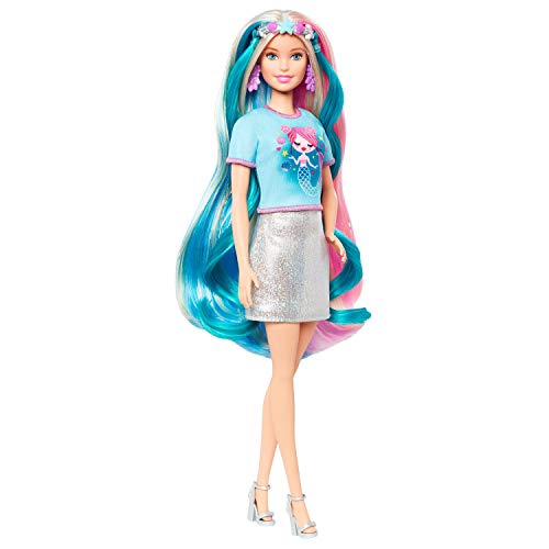 Barbie-Puppe, Einhorn-Barbie-Puppe mit Meerjungfrauenhaar und Einhorn-Haarkrönchen, Barbie-Accessoires, Barbie-Puppe inklusive, Geschenke für Kinder ab 3 Jahren,GHN04 – Bild 4