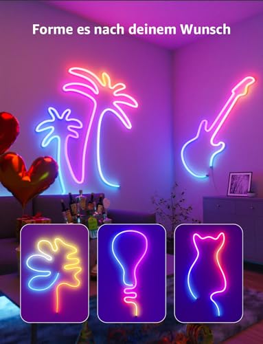 Lepro AI Neon LED Strip 6 m, LED Strip with App, Music & Voice Control | Compatible with Alexa & Google Assistant, for living room, gaming, party, wall decoration, personalised AI light designer