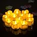 WINCAN 12pcs Amber Yellow Flickering Timing Flameless LED Tea Light Candles with Timer Flameless Candles Battery powered, Wax Dripped Battery Operated Tealights for Wedding, Birthday, Home Party