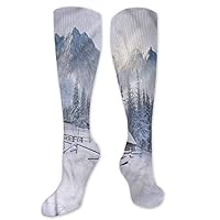 Pattern Socks,Long Socks Men Pack Low Cut,Long Socks For Women Mountain Old Farm House Rural Scene 3.3"X19.6"(Long Socks)
