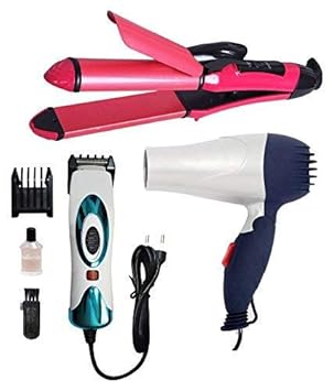 Celebrino Hair Dryer, 2 in 1 Hair Straightener Curler and Men's Trimmer Hair Styling Tools Combos