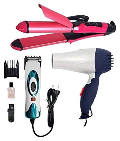 Celebrino Hair Dryer, 2 in 1 Hair Straightener Curler and Men's Trimmer Hair Styling Tools Combos