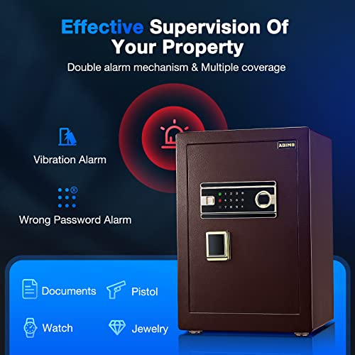 ADIMO Safe, 2.5 Cubic Feet Cabinet Safe Box with LCD Smart Touch Screen and Digital Keypad, Smart Alarm System and Removable Shelf, Home & Office Safe for Documents, Money, Gold and Pistol