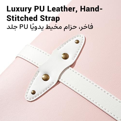 urecity Vintage Luggage Set 20"/24"/28" – Retro PU Leather Suitcase with TSA Lock, 360° Spinner Wheels & Telescopic Handle – Lightweight Travel Trolley (Soft Pink)