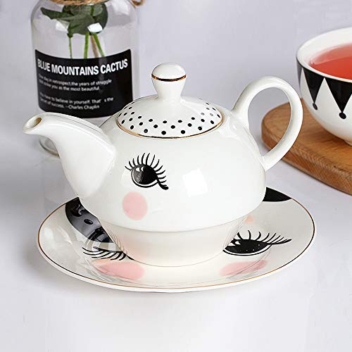 MonLiya Teapot Cup Saucer Set Cartoon Ceramic Teapot with Lid Gift For Mom Grace Teaware Fine Porcelain Elephant Teapot Coffee Mug Bone China Blue Teapot and Server Set for One