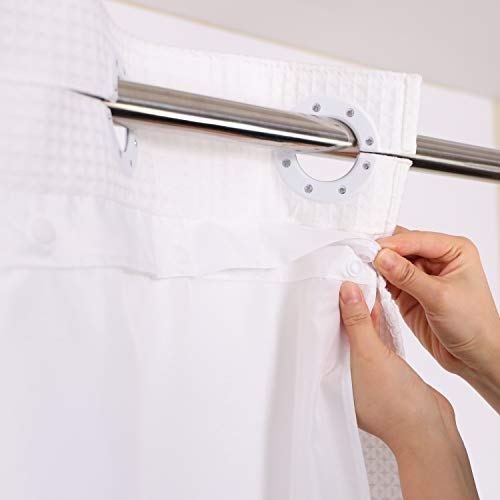 River Dream Hotel Grade No Hooks Needed Shower Curtain with Snap in Liner,Water Repellent, Machine Washable (White, 71"x86"(W/Liner))