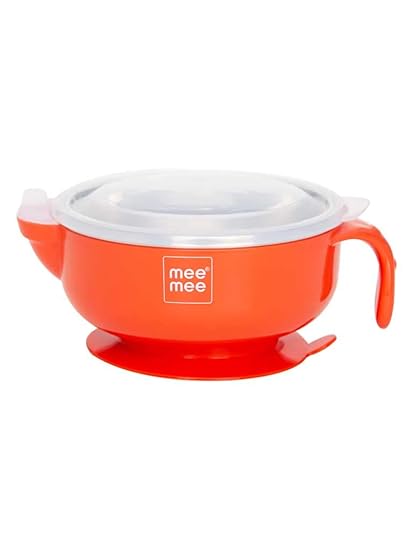 Mee Mee Stay Warm Baby Steel Bowl with Suction Base (Red)