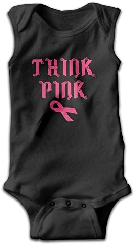 Think Pink Breast Cancer Awareness With Ribbon Unisex-Baby Summer Bodysuits Sleeveless Rompers 18 Months