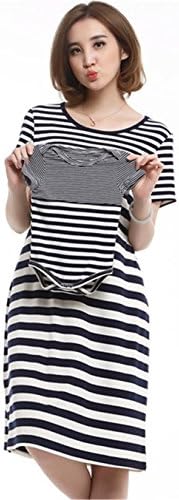 Unimommy Family Fitted Striped Pregnant Women Breastfeeding Nursing Dress with Baby